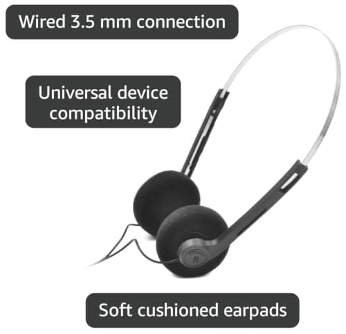 Pchnfei 4 Pcs Black Retro Over-Ear Earphones, Hi-Fi Stereo Earphone, Mini Stereo Lightweight Headphones with Cord, 80s 90s Vintage Headset Wired,Headphone, for Most Mobile Phones Playback Pevices — view 4