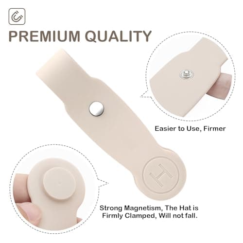 HKNR Magnetic Hat Clip for Travel, Strong Silicone Hat Holder for Bag Backpack Luggage, Hands Free Travel Accessories for Women & Men, Secure Grip for Sun Hats & Caps - 2 Pcs Beige — view 2