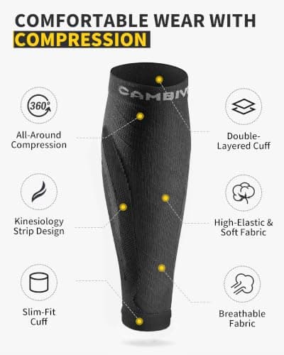 CAMBIVO Calf Compression Sleeves for Men & Women, 2 Pairs — view 3
