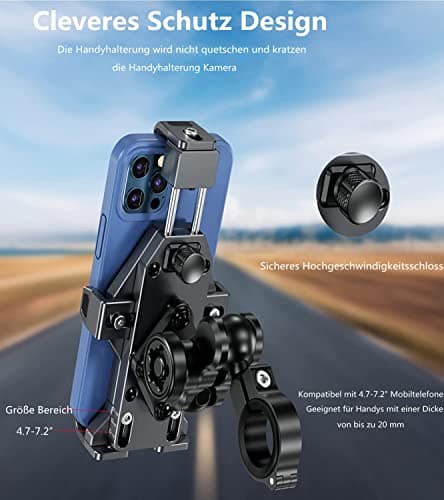 Kewig Anti-theft motorcycle mobile phone holder made of aluminium alloy with vibration damper, one-push automatic lock and quick release — view 5