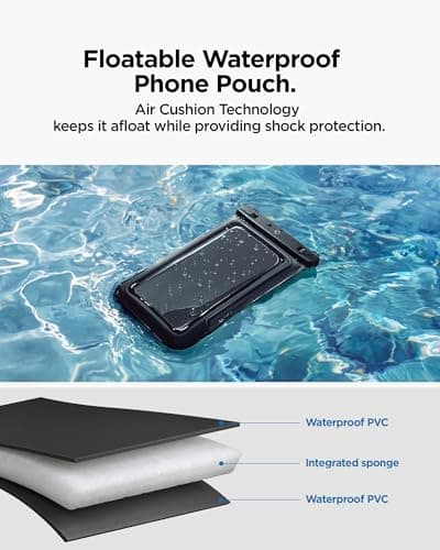 Spigen [2 PACK Floating 7" Waterproof Phone Case Pouch Bag Matte Black — view 3