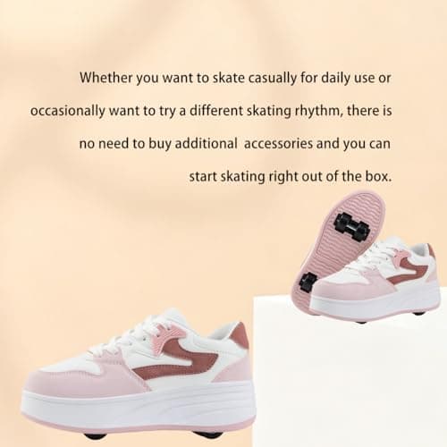 Roller Skate Shoes for Women Girls Sneakers with Detachable Wheels Sport Shoe Suitable for Halloween Christmas Birthday Party Gifts Pink — view 6