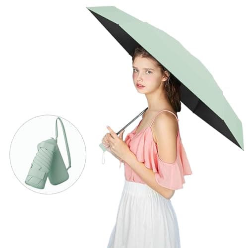 Sykerout Travel Umbrella - Compact, Lightweight, Windproof, UV Protection, with Capsule Case, Perfect for Women's Handbags(Mint Green) — view 4