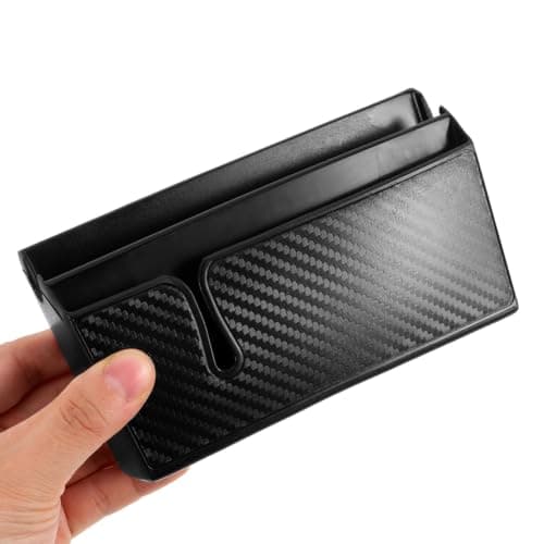 POPETPOP 2 Pcs Car Storage Organizer Box with Carbon Fiber Pvc Material Large Capacity Car Phone Holder and Receipt Holder Space-saving Installation Travel Use — view 4