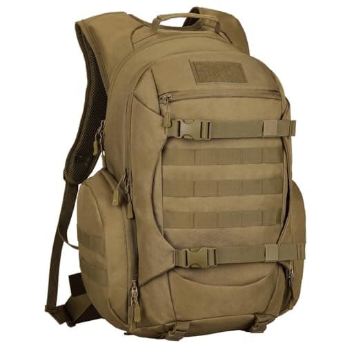 YuanWen 50L Tactical Backpack, Military Rucksack with MOLLE System, Water-Resistant Hiking Backpack for Outdoor Trekking Cycling Travel & Camping, 17'' Laptop Compartment Hydration Compatible Khaki