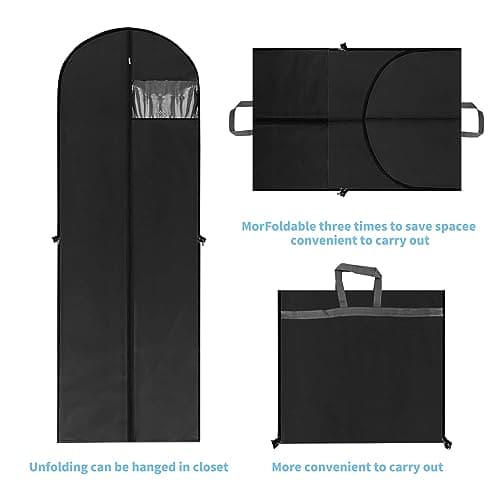 AZKEEGREY 5Pack 180cm Long Dress Covers Garment Bags Full Length, Black — view 3