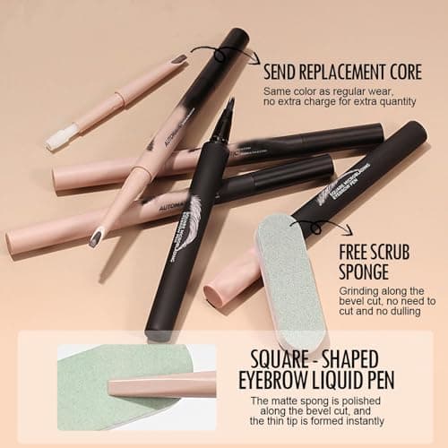 Eyebrow Pencil And Pen Set, Angled And Multi-Pronged Tips, Dark Brown — view 6