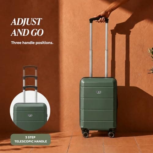 LUGG - Jetset 40cm Suitcase - 40x30x20cm- Ryanair Compatible - Underseat Size - Hard Shell ABS - Spinner & Removable Wheels - Lightweight Travel Luggage- Army Green — view 5