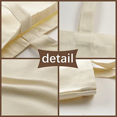 OKBA 10-Pack Blank Reusable Grocery Shopping Cloth Bags canvas tote bags Bulk DIY custom, Canvas Bags, L — view 3