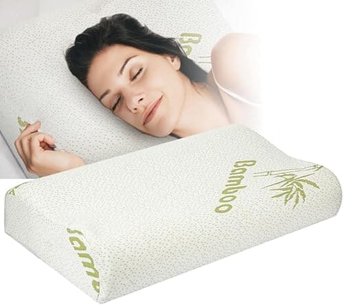 Small Bamboo Memory Foam Pillow for Sleeping, kids Neck pillow and Head Support, orthopedic side sleeper for neck and shoulder pain, ergonomic design , best cervical travel pillow 30*50 cm - small