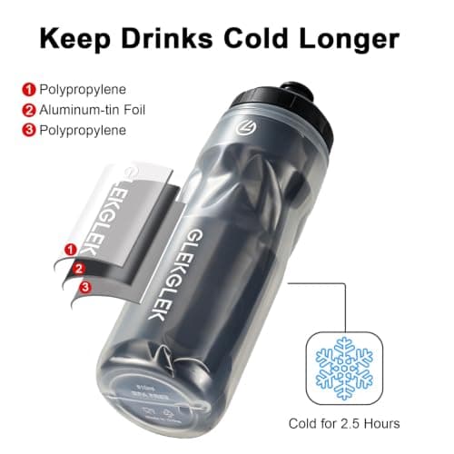 GLEKGLEK Insulated Sports Bottle 600ml, Cycling Bottle, BPA Free — view 3