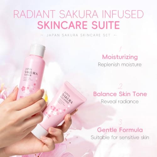 LAIKOU Sakura Skincare Set for All Skin Types, 6Pcs Travel-Friendly Sizes — view 5