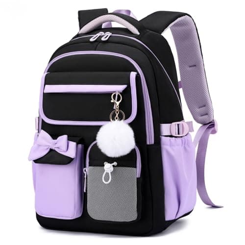 JANSBEN School Bag for Girls Water Resistant Oxford Rucksack Fits A4 Folders Lightweight Teenager Backpack with Anti-Theft Pocket and Chest Strap for Secondary School Campus Commute