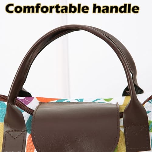 HUANYO Foldable Zipper Tote Bag for Women - Waterproof Reusable Shopping Bag, Portable Travel Beach Gym Bag with Pocket, Compact Foldable Handbag for Shopping, Travel, Holiday, Pool (orange) — view 5