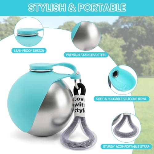 Portable Dog Water Bottle Kaluofan Stainless Steel 330ML Dog Bottle(Blue) — view 3