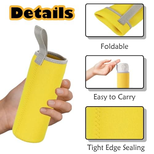 Water Bottle Sleeve Neoprene Pouch for Outdoor Hiking Travel, 550ml Yellow — view 3