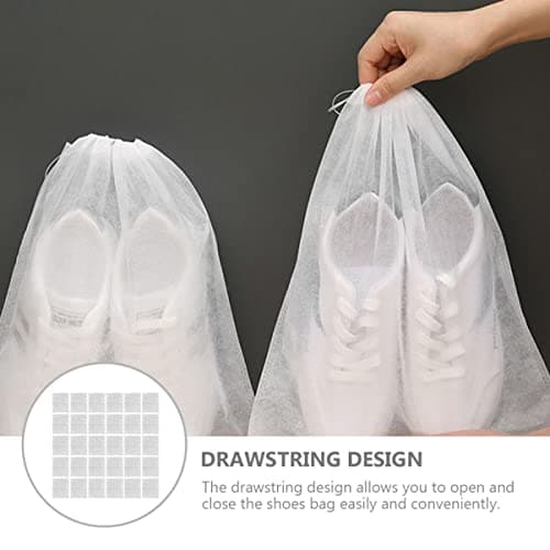 Didiseaon 50pcs Travel Drawstring Shoes Bags Breathable Non-Woven Fabric Shoe Storage Pouches for Travel and Closet Storage Long-time Use — view 5