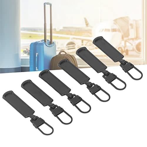 6Pcs Detachable Zipper Pull Tabs for Jacket Boots Jeans Suitcase (Black) — view 6
