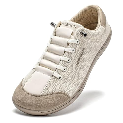 HOBIBEAR Unisex Wide Toe Trainers for Men Women Outdoor Trail Running Minimalist Walking Shoes Lightweight and Breathable Beige Brown