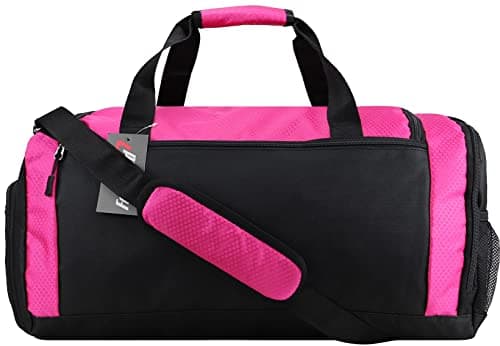 foolsGold Gym Duffle Bag with Shoe Compartment – Large Sports Holdall with Multiple Pockets, Fully Lined Interior, Durable 600D Polyester, Padded Strap & Base Pads – Pink — view 4