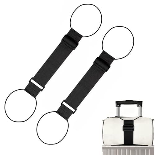 2 Pcs Elastic Fastening Belt for Luggage, Adjustable Luggage Straps for Suitcases Attach Bags, Portable Travel Suitcase Accessory (2 Black)