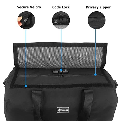 FIREDOG Smell Proof Duffle Bag, Large Smell Proof Bag for Travel Storage, Classic Black, with Lock — view 6