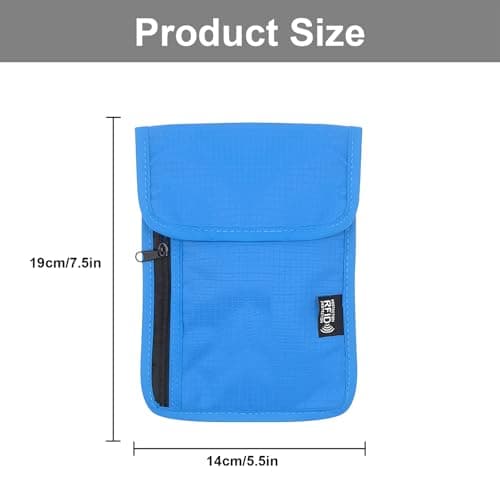 DOETYD Neck Pouches Neck Wallet for Women and Men, Secure Neck Wallet and Passport Holder RFID Blocking, Chest Bag for Travel Waterproof Hidden Anti-theft, Blue — view 3