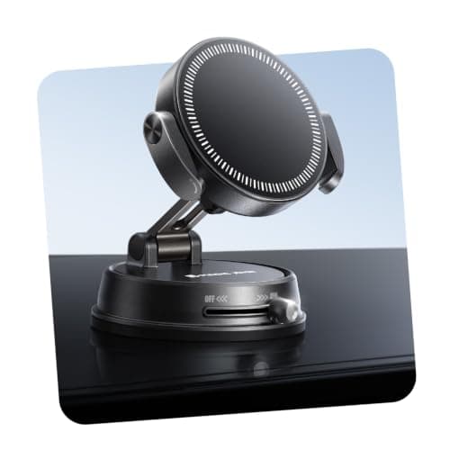 MAGIC JOHN Vacuum Magnetic Phone Holder for Car, [Strong Suction+22xN55] Car Mount, Car Phone Holder Magnetic on Mirror, Smooth Surface, Windscreens, for Car/Office/Kitchen