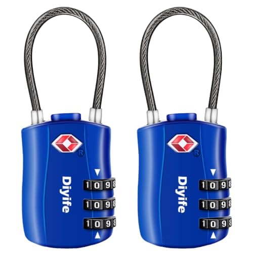 Diyife TSA Approved Luggage Locks with Flexible Steel Cable, Easy to Set up