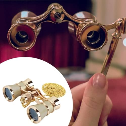 Vintage Alloy Theater Binoculars with Neck Chain for Opera,Gold — view 4