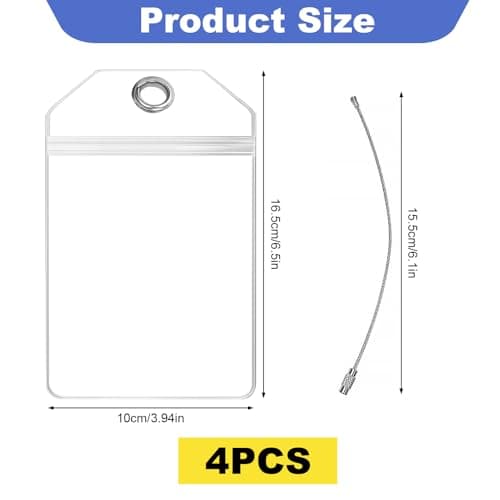 4 Pack Cruise Luggage Tag Holder Clear Waterproof Plastic with Zip Seal — view 2