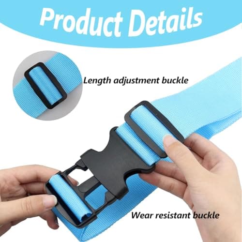 Luggage Straps - Suitcase Straps, Adjustable Luggage Belt, Thickened Packing Belts, Baggage Security Straps, Travelling Luggage Accessories for Handbag, Luggage, Suitcase, Carts (Blue, 2PCS) — view 3