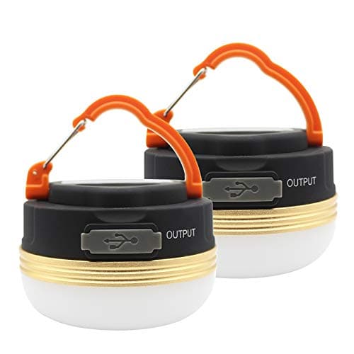 Mostop 2 Pack Camping Light Lantern LED USB Rechargeable Lamp Waterproof 3 Modes Power Bank Tent Lights for Outdoor Camping Hiking Emergency