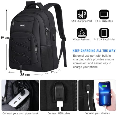 School Backpack for Men and Women,17.3 Inch College Bookbag Teens Laptop Backpack Schoolbag with for Students Work Business Office — view 6