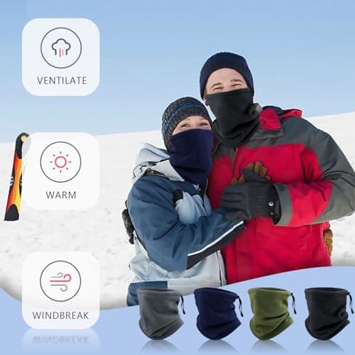 SKHAOVS 4 Pcs Winter Fleece Neck Warmer Gaiter Thick Thermal, Snoods for Men Women, Winter Neck Warmer, Scarf Thicken Elastic Tube Neck Gaiter Face Scarf, Windproof Face Covering for Outdoor — view 4