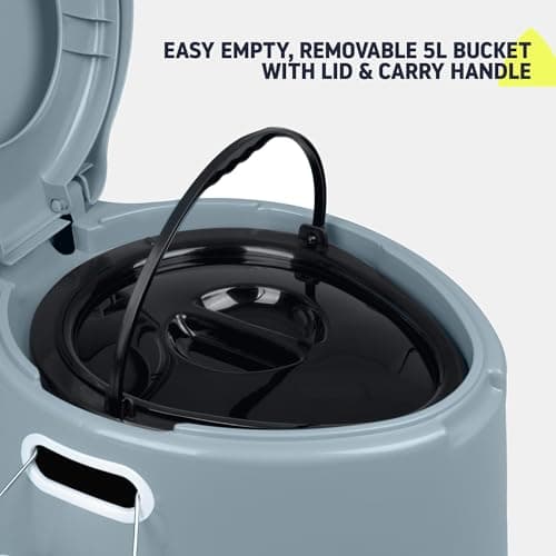 Hillington 5L Camping Toilet with Lid - Compact Portable Toilet for Adults Includes Removable Bucket, Paper Holder and Carry Handles - Lightweight Portable Camping Toilet Travel Toilet for Outdoor — view 4