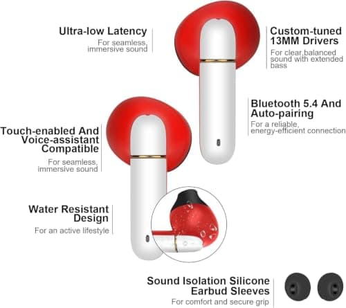 Jekasy Wireless Earbuds for Kids,Comfortable Wireless Earphones Fit Ergonomic Design Ball Shape Ear Buds with Mic for Android iOS Cell Phone Computer Laptop — view 2