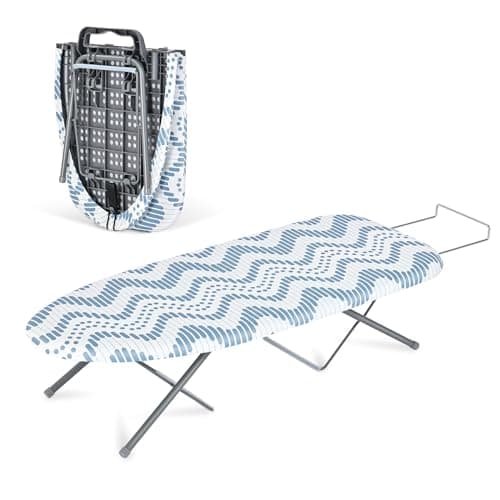 KINGRACK Foldable Small Ironing Board with Iron Rest, 30×76 cm,Blue