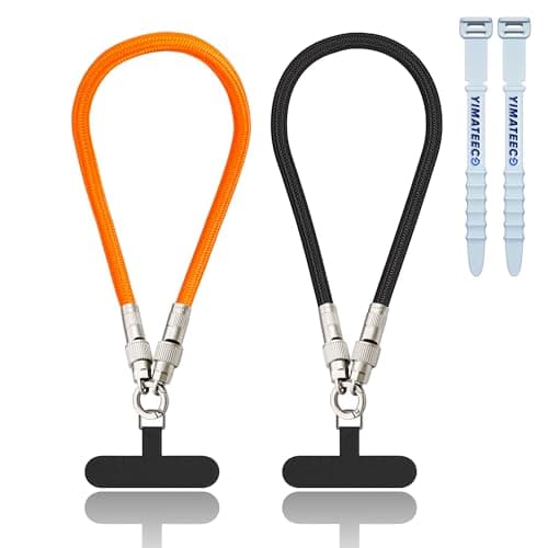 YIMATEECO Cell Phone Lanyard Built-in USB C to USB C Charging Cable, 2 in 1 Phone Wrist Strap Support 65W Fast Charging & Data Transfer, Anti Theft Strap for Travel/Commuting (Couple's Set, 2Pcs)