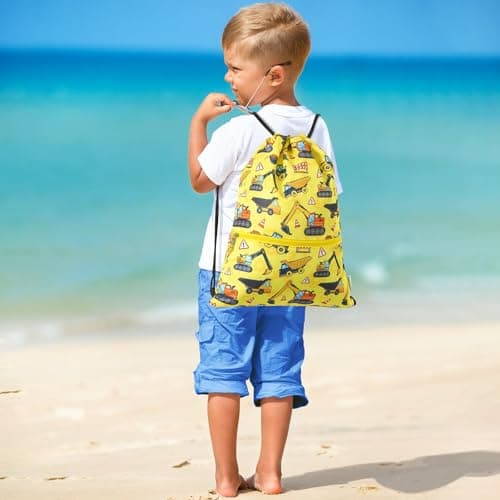 WAWSAM Kids Drawstring Gym Bag with Zippered Pocket String Backpack — view 6