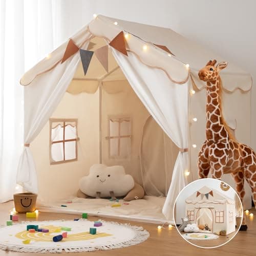 besrey 2-in-1 Kids Tent Indoor, Kids Play Tent, Tent for Kids-Beige