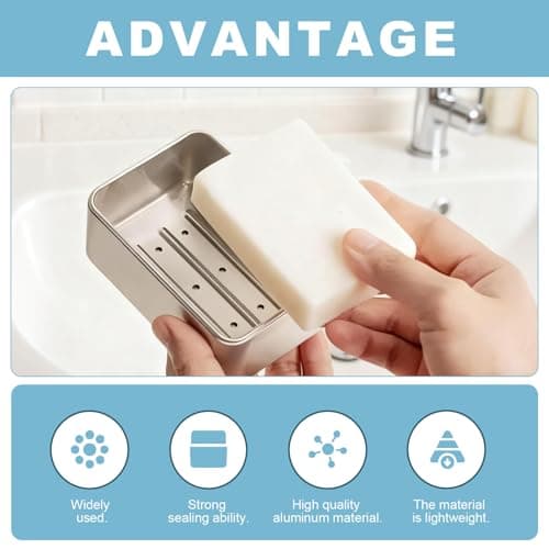 2 Pcs Aluminum Soap Dishes, Rectangular Metal Soap Storage Case — view 4