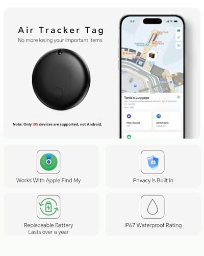Smart Air Tracker Tags 4 Pack, Smart Wireless Tracker Compatible with Apple Find My (iOS Only), IP67 Waterproof Item Finder with Replaceable Battery for Keys, Luggage, Bags, Suitcases — view 2