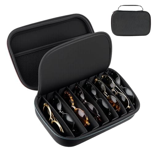 SUNNYNEST Sunglasses Box Travel Sunglasses Organizer Glasses Case Multiple Pairs with Adjustable Slots Portable Eyeglasses Case Storage Box for Men Women (Black)
