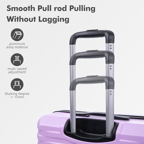 Rocklands Large Suitcase Hard Shell Lightweight 4 Dual Spinner Wheels Trolley Luggage Suitcase Hold Check in Luggage TSA Combination Lock (Purple, Medium 24") — view 6
