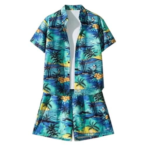 Generisch New Arrivals 2026 Floral Shirt Thin Beach Travel Outfit for Couples, blue, XL