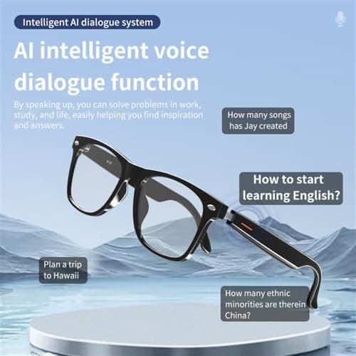 CatXQ AI Smart Glasses for Men & Women - Bluetooth Translation Glasses, Noise Cancelling Audio & Blue Light Filtering & Interchangeable Sunglass Lenses (Black/Blue/Pink) for Office & Outdoor - Black — view 3
