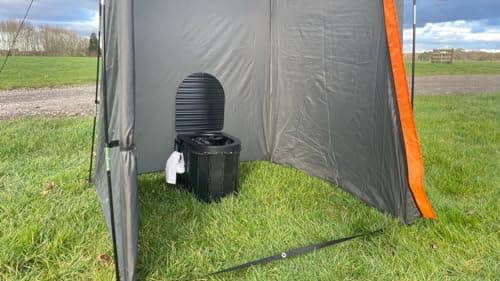 OLPRO Folding Camping Toilet with Storage Bag – Compact, Collapsible Design with Built-In Toilet Roll Holder. Ideal for Festivals, Travel, and Outdoor Camping. — view 3