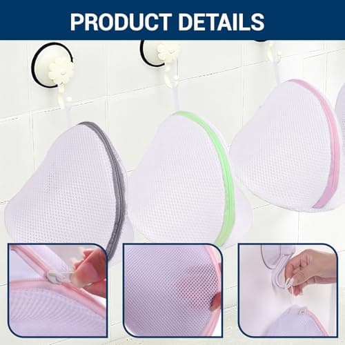 Bra Wash Bags, Mesh Washing Pouches with Zipper, 3 Pcs, 3 Color — view 3
