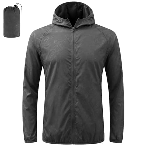 BSBUY Mens Waterproof Jackets Lightweight Rain Jacket Packable Hooded Rain Coats Fast Dry Raincoat Windproof Shell Jacket with Storage Bag and Pocket Solid Color Pullover Top for Travel Hiking Camping